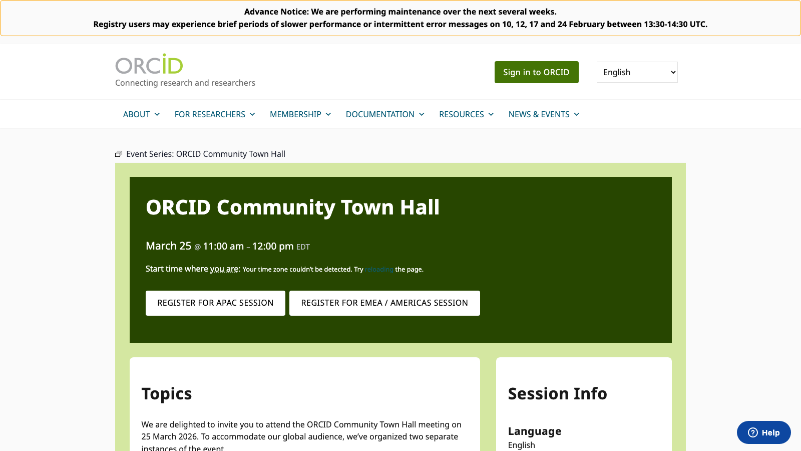 ORCID Community Town Hall 2026 event visual