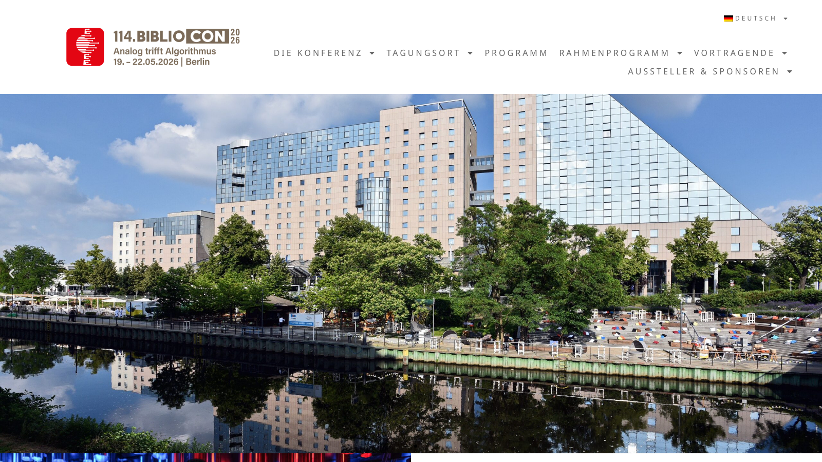 BiblioCon 2026 website header with conference title