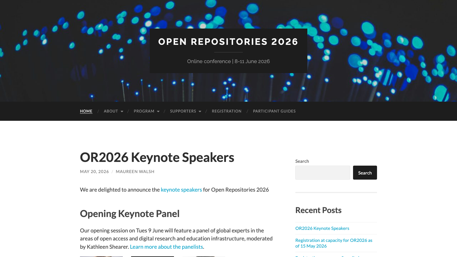 Homepage of the Open Repositories 2026 online conference