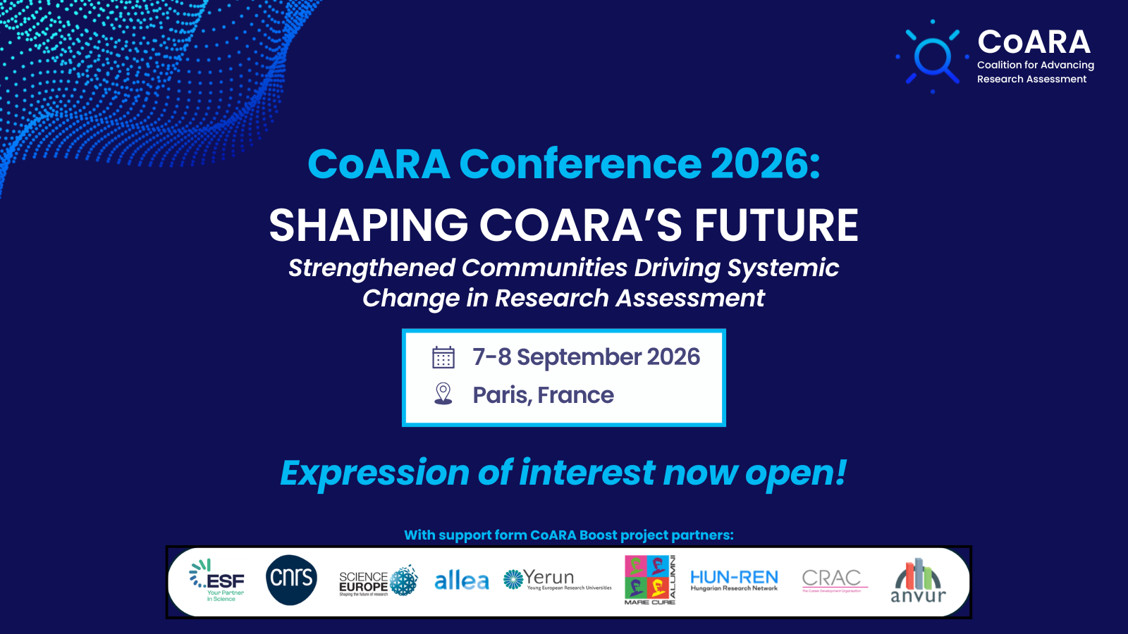 CoARA Conference 2026 expression of interest announcement
