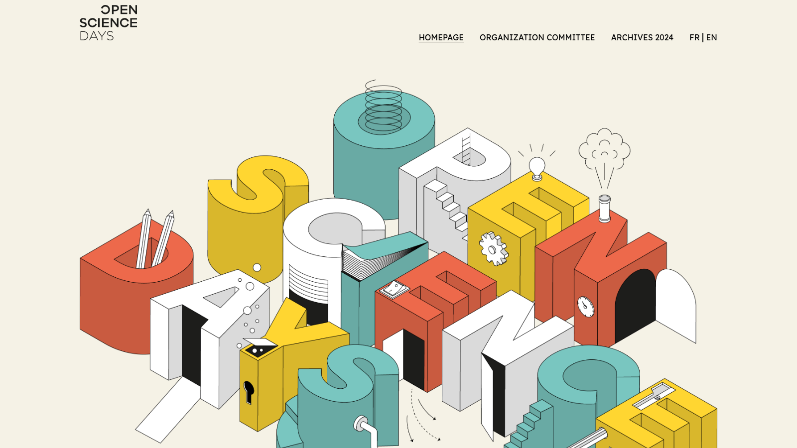 Open Science Days 2026 homepage with a colourful illustration and the event dates