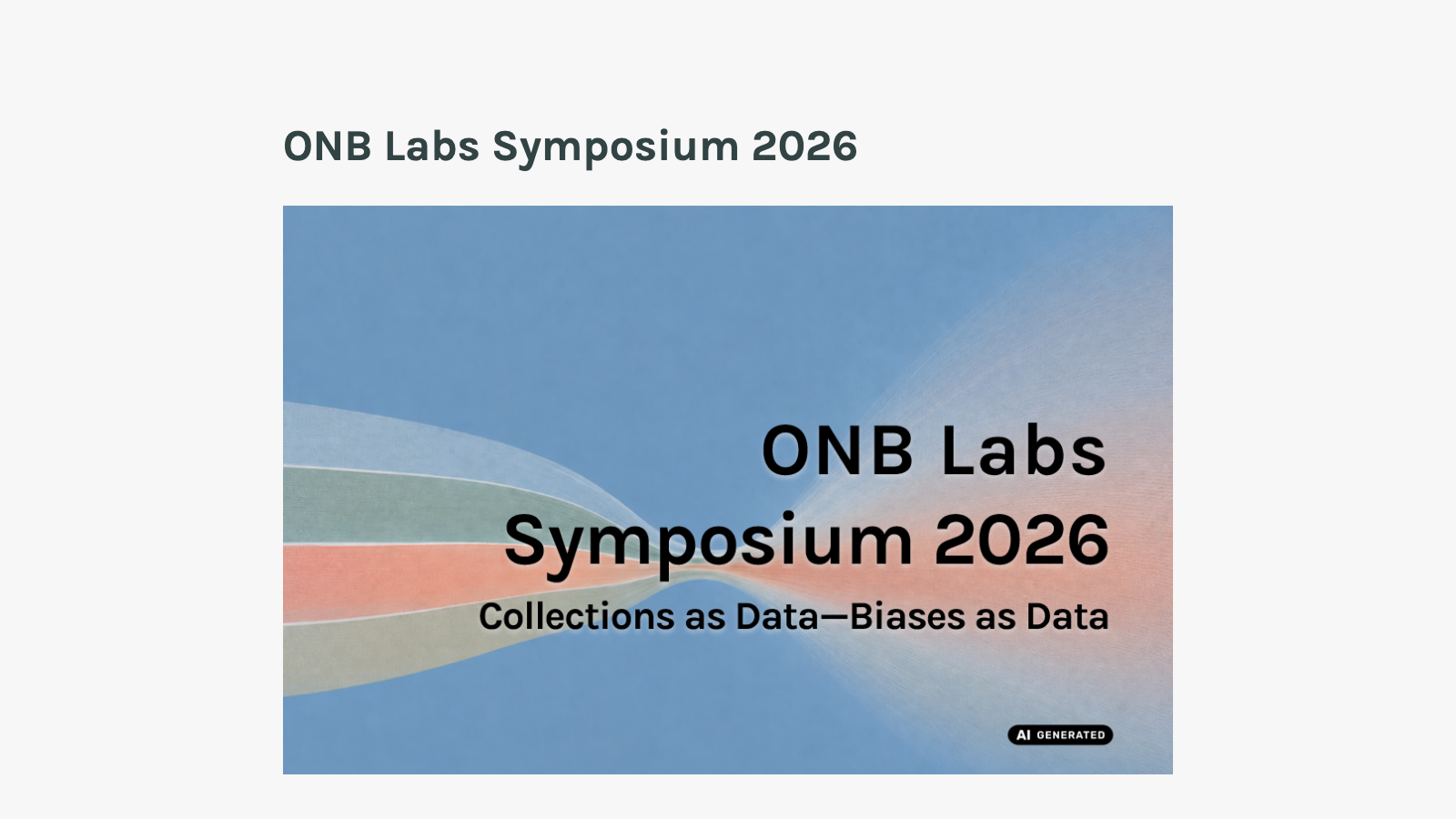 ÖNB Labs Symposium 2026 title graphic reading Collections as Data—Biases as Data