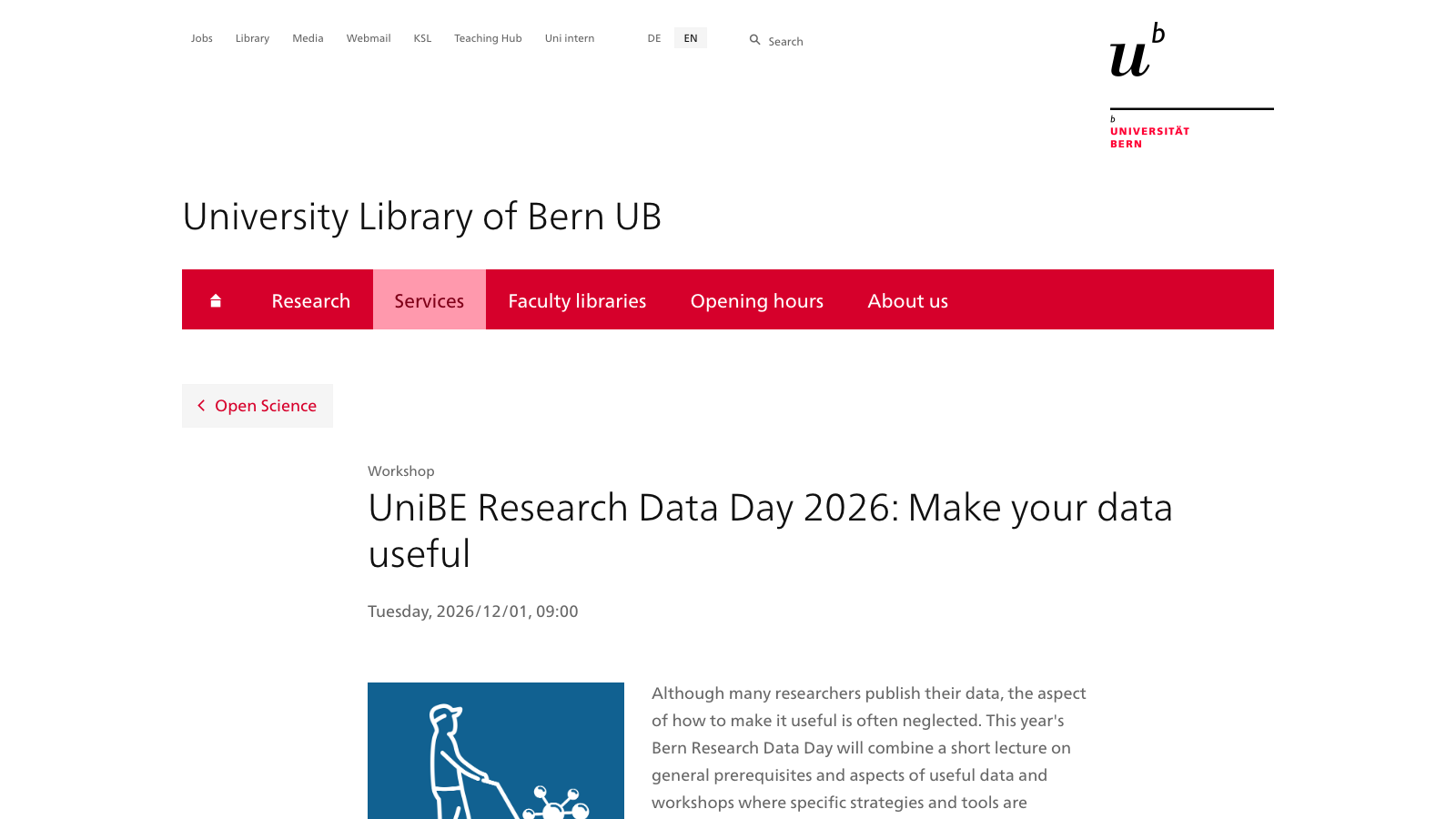 University of Bern event page for UniBE Research Data Day 2026: Make your data useful