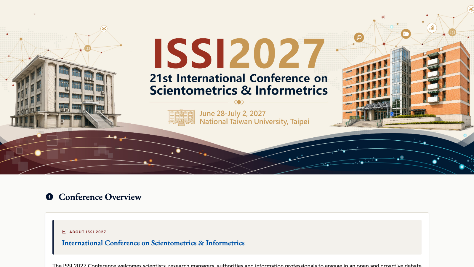 Homepage of the ISSI 2027 conference